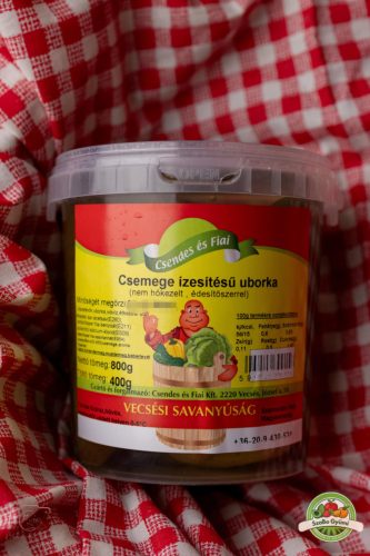 Csemege ízesítésű uborka, édesítőszerrel, 800 g 